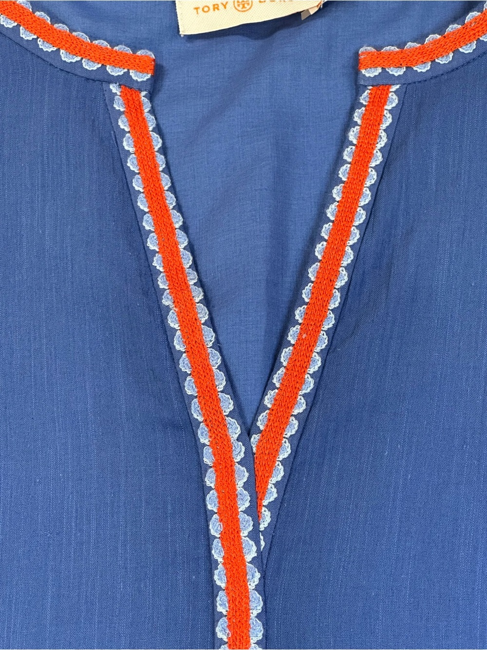 Tory Burch Savannah Crepon Embroidered Belted Midi Dress, Linen/Cotton - Women 6 - Picture 7 of 15